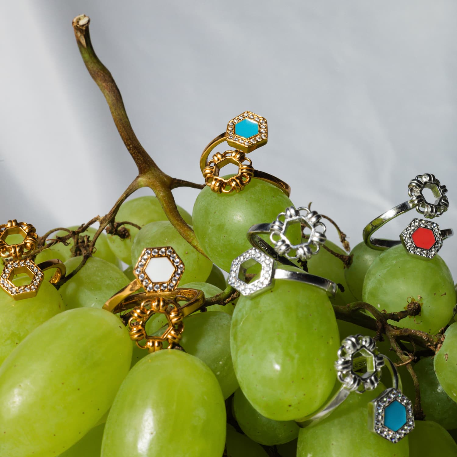 Anello Deco Statement in Oro con Turchese & Pavé