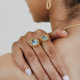 Anello Goccia in Oro con Topazio Azzurro, Piccolo