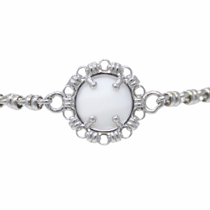 Bracciale Gemma in Rodio con Agata Bianca