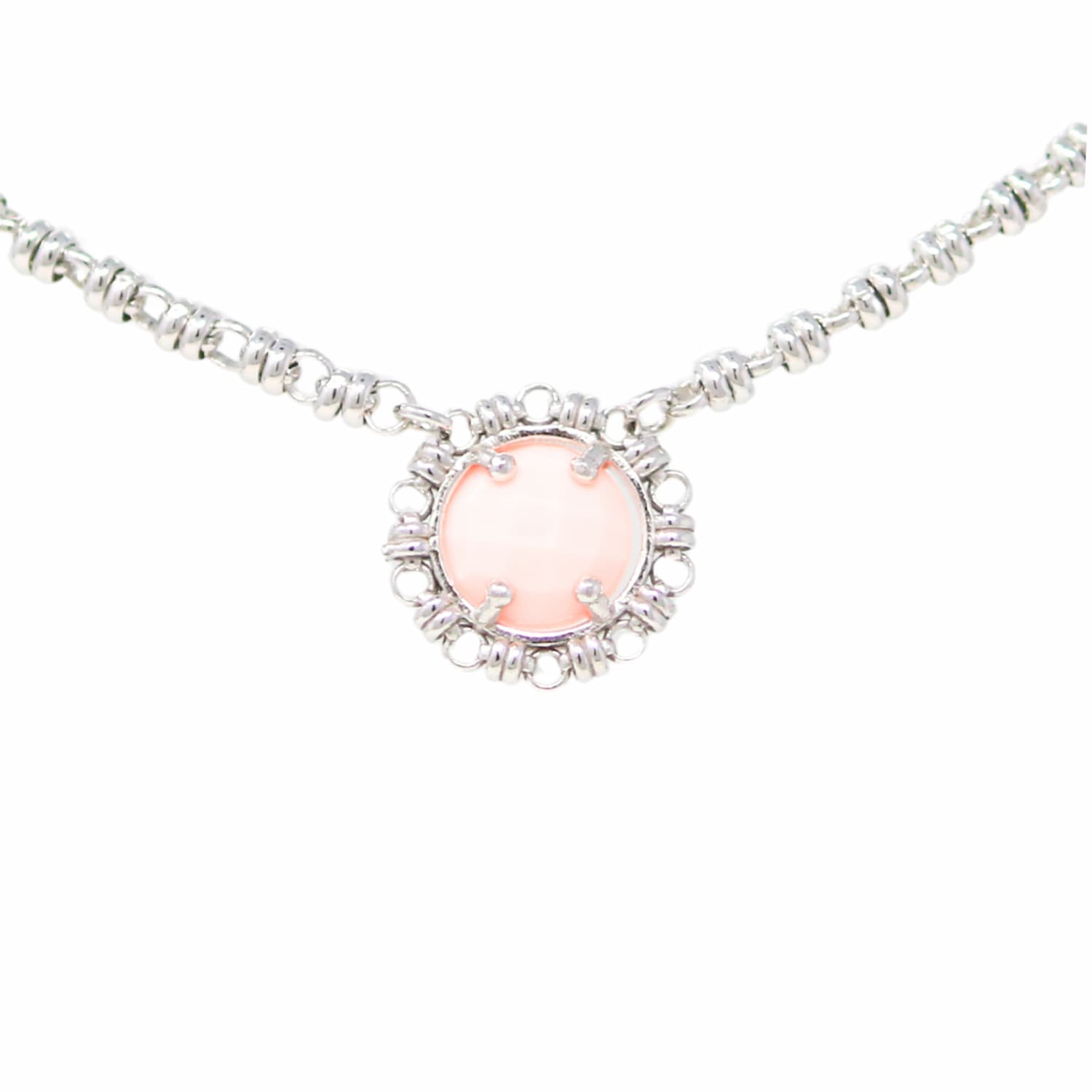 Collana Gemma in Rodio con Corallo Rosa