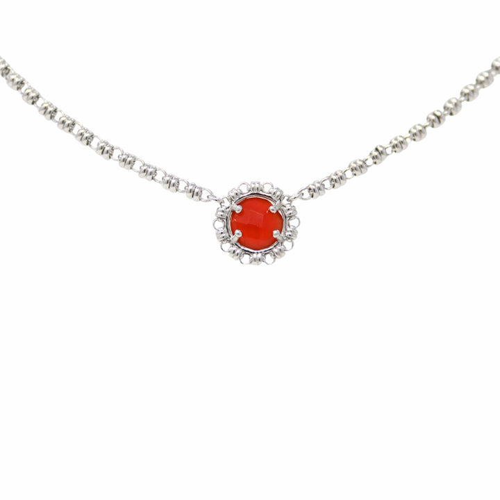 Collana Gemma in Rodio con Corallo