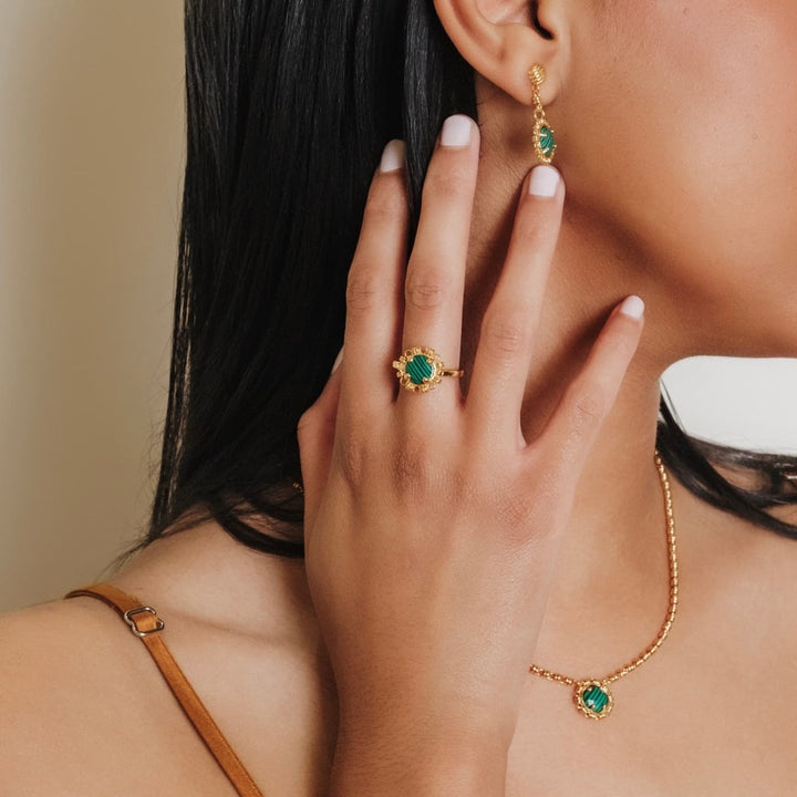 Orecchini Gemma in Oro con Malachite