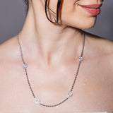 Collana Deco Statement in Rodio con Pavé