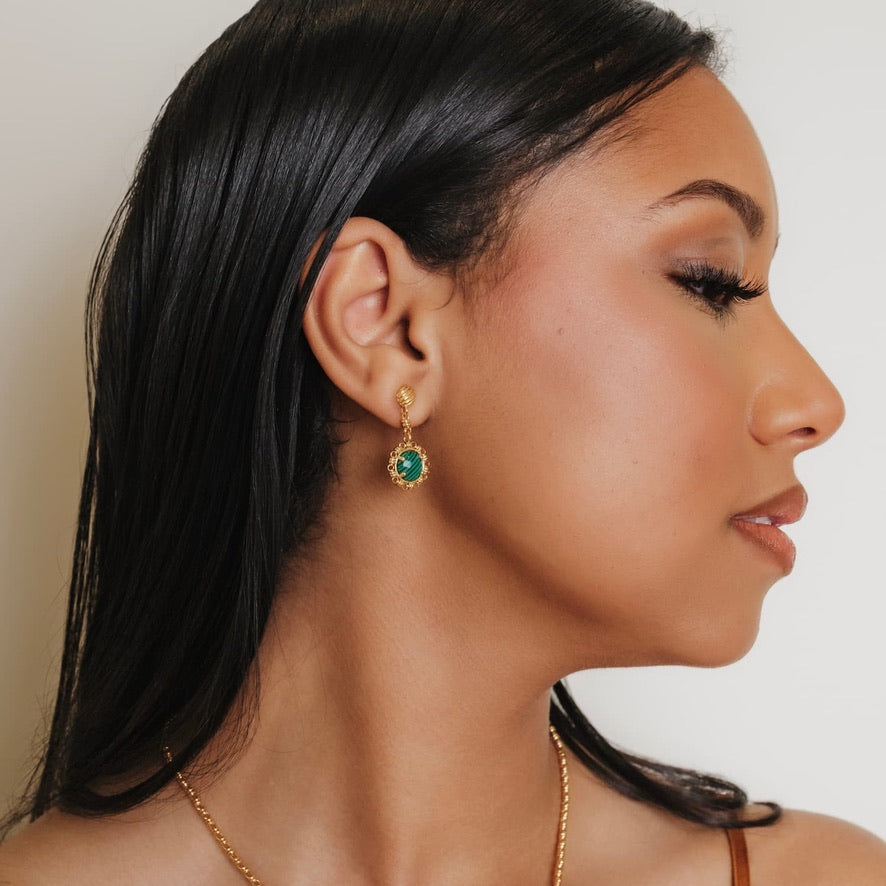 Orecchini Gemma in Oro con Malachite