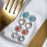 Orecchini Deco in Rodio con Turchese & Pavé