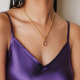 Pendente Goccia in Oro con Ametista, Grande