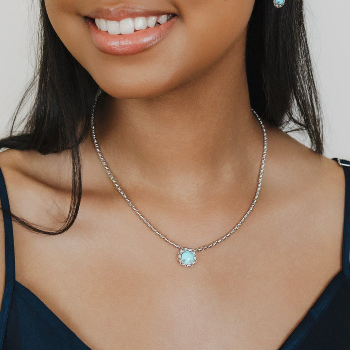 Collana Gemma in Rodio con Turchese