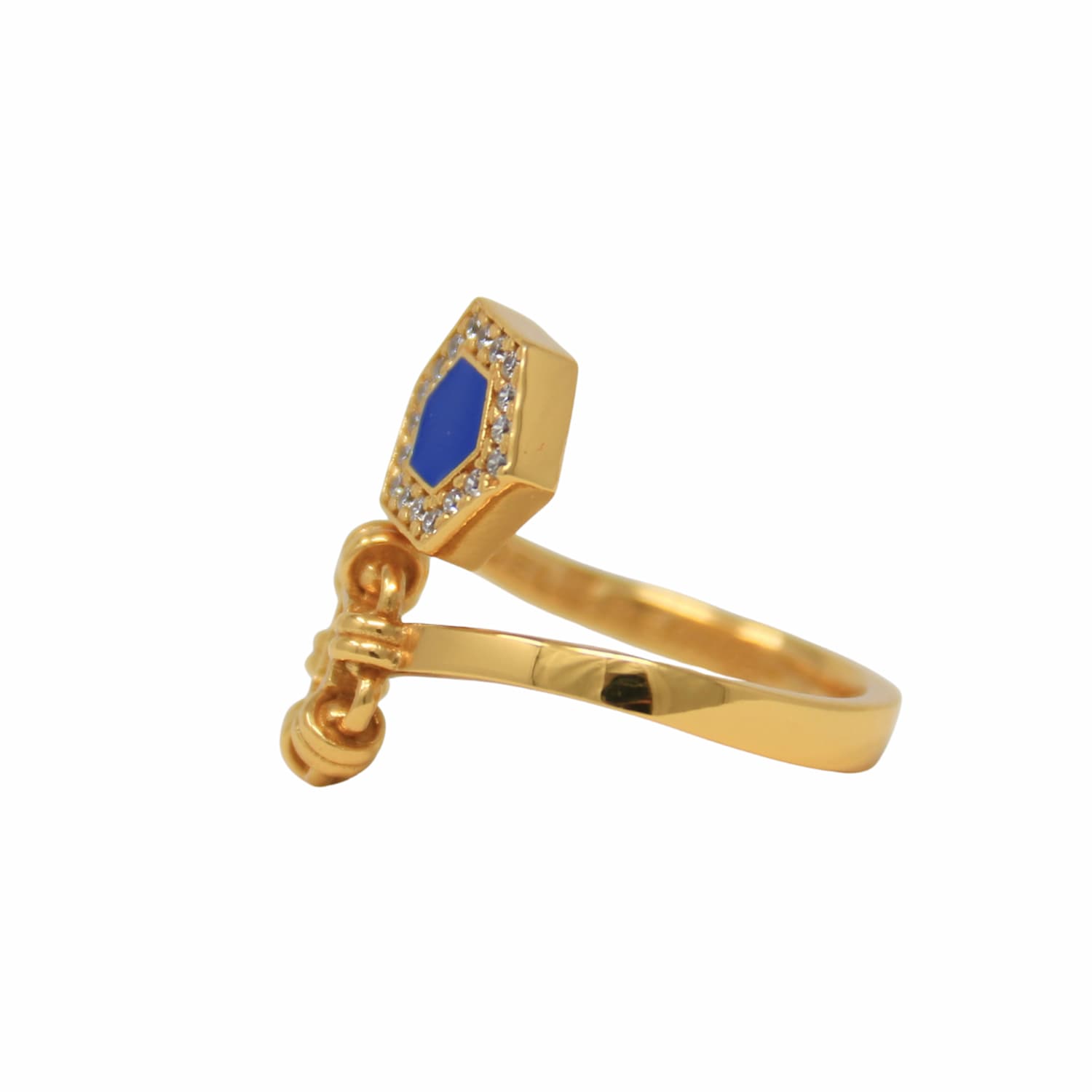 Anello Deco Statement in Oro con Blu & Pavé