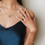 Collana Gemma in Rodio con Corallo