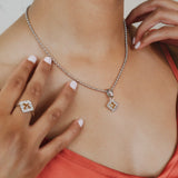 Pendente Quadra in Rodio con Citrino, Piccolo