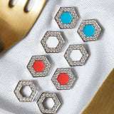 Orecchini Deco in Rodio con Turchese & Pavé