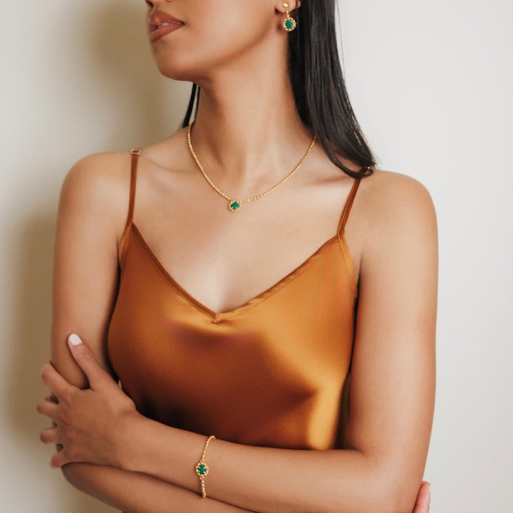 Collana Gemma in Oro con Malachite