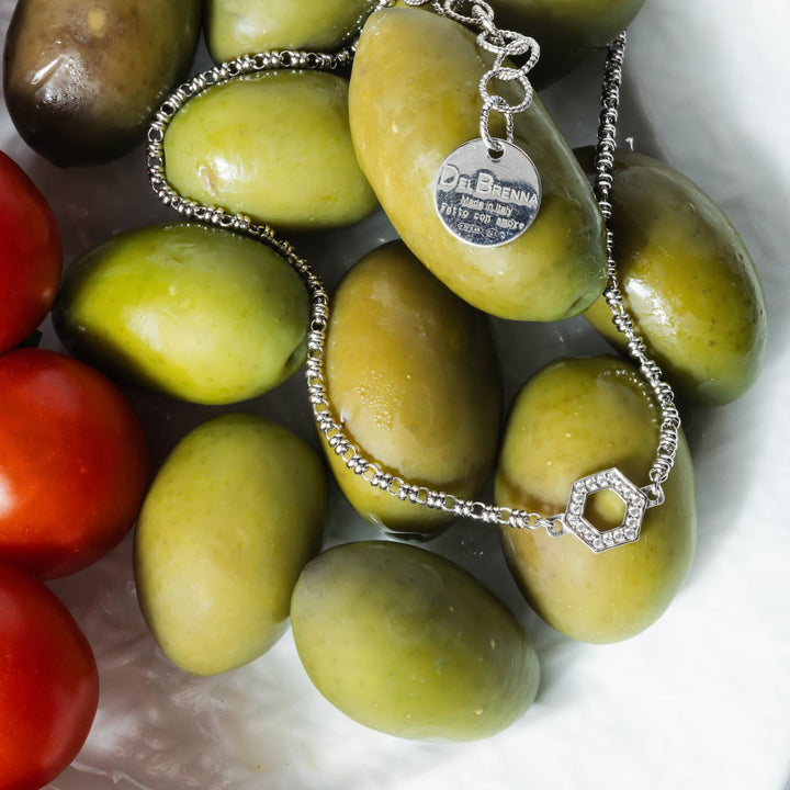 Collana Deco in Rodio con Pavé