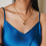 Pendente Quadra in Oro con Topazio Azzurro