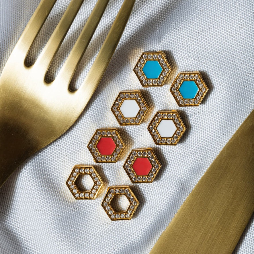 Orecchini Deco in Oro con Turchese & Pavé