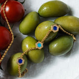 Bracciale Deco Statement in Oro con Blu, Turchese & Pavé