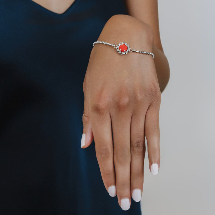 Bracciale Gemma in Rodio con Corallo