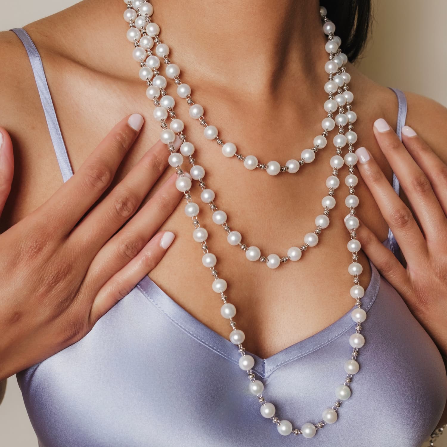 Collana Bella con Perle in Rodio