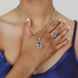 Anello Goccia in Rodio con Ametista, Piccolo