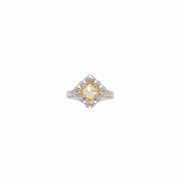 Anello Quadra in Rodio con Citrino, Piccolo