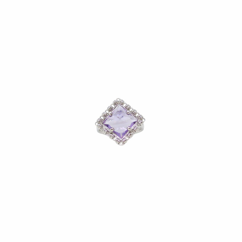 Anello Quadra in Rodio con Ametista, Piccolo