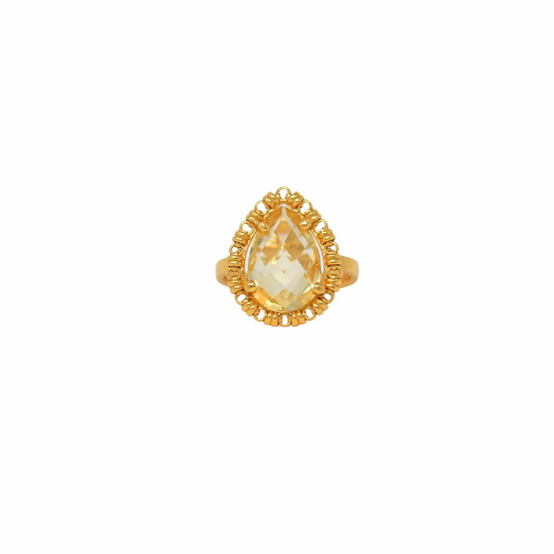 Anello Goccia in Oro con Citrino, Piccolo
