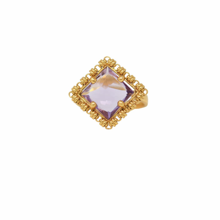 Anello Quadra in Oro con Ametista