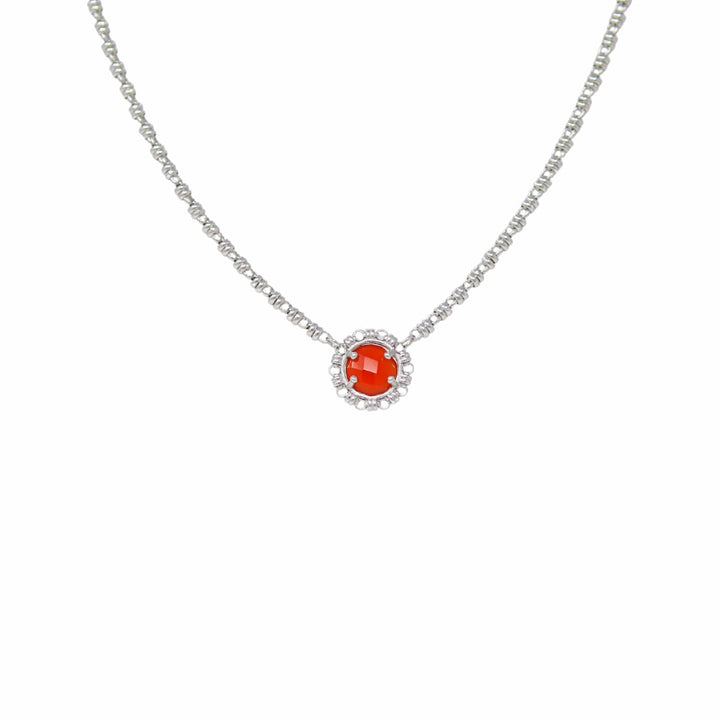 Collana Gemma in Rodio con Corallo