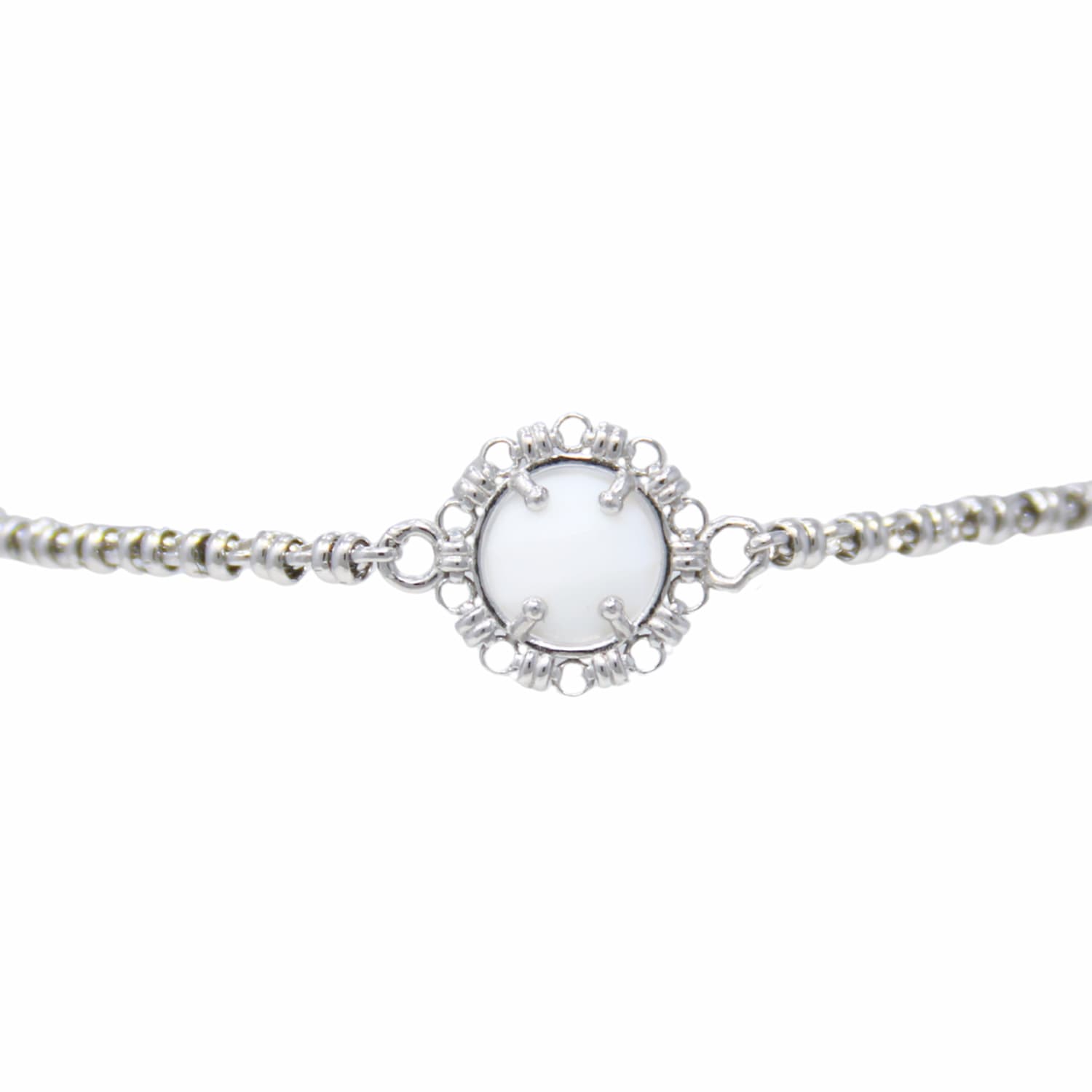 Bracciale Gemma in Rodio con Agata Bianca