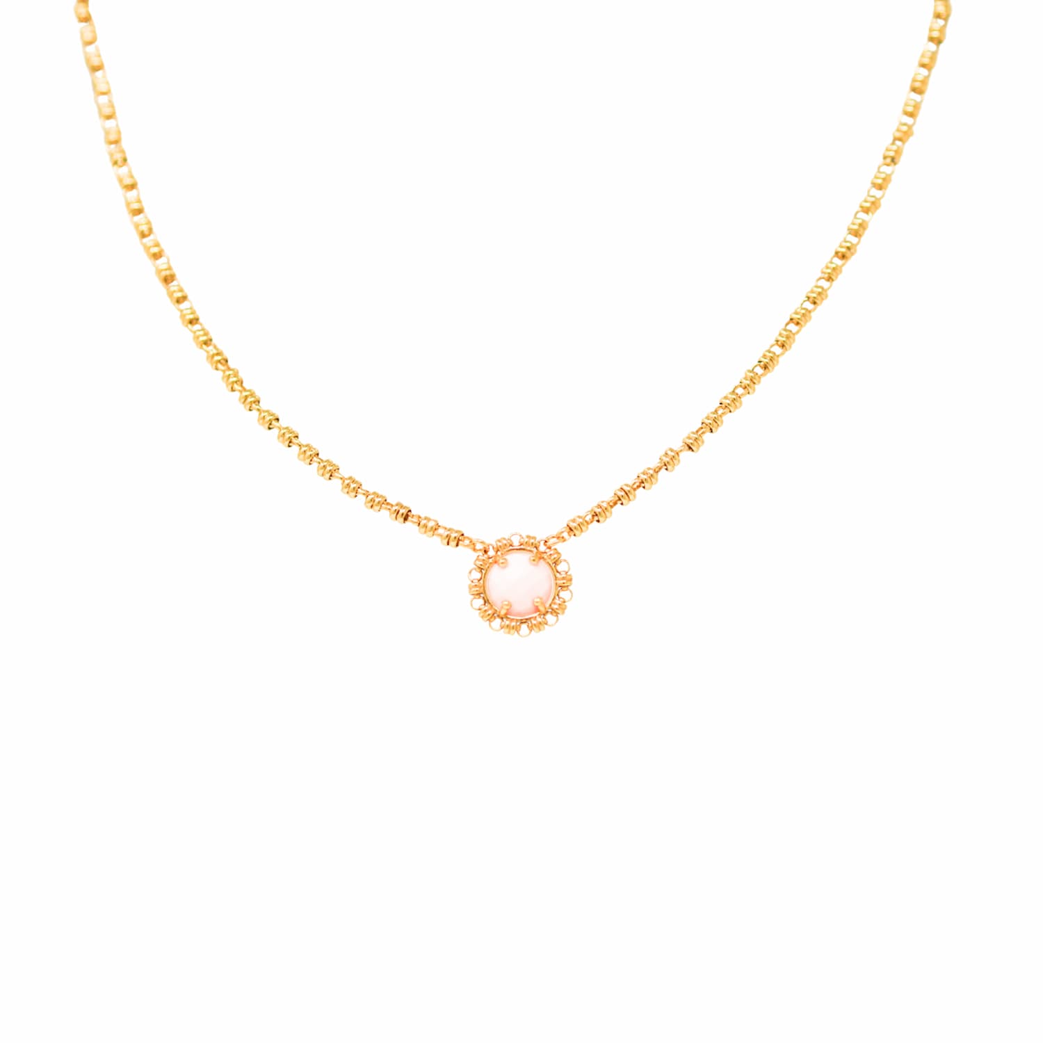 Collana Gemma in Oro con Corallo Rosa