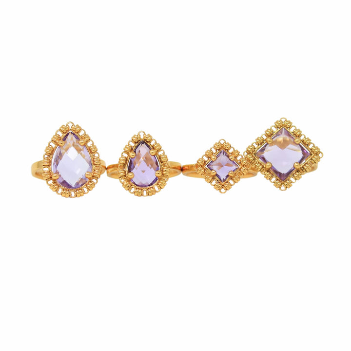 Anello Quadra in Oro con Ametista, Piccolo