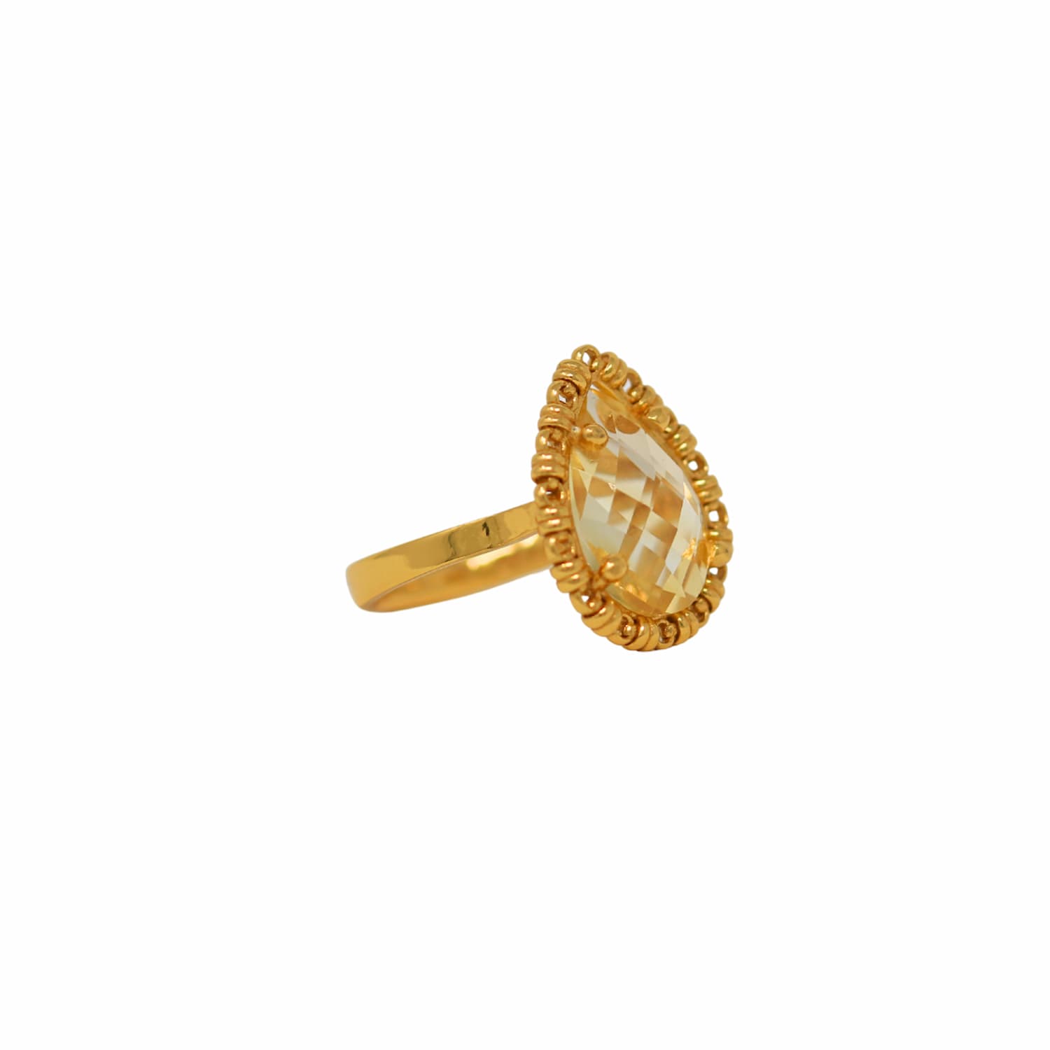 Anello Goccia in Oro con Citrino, Piccolo
