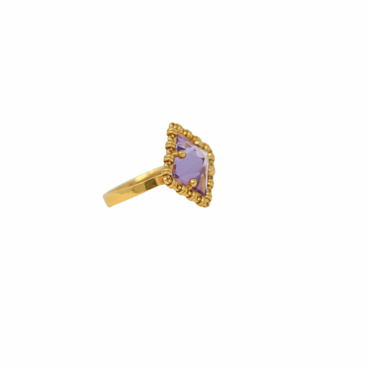 Anello Quadra in Oro con Ametista