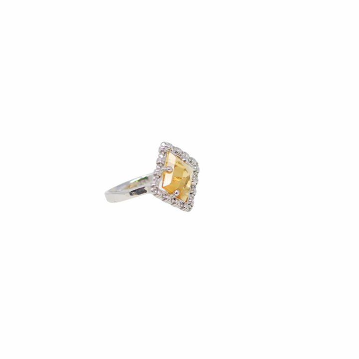 Anello Quadra in Rodio con Citrino, Piccolo
