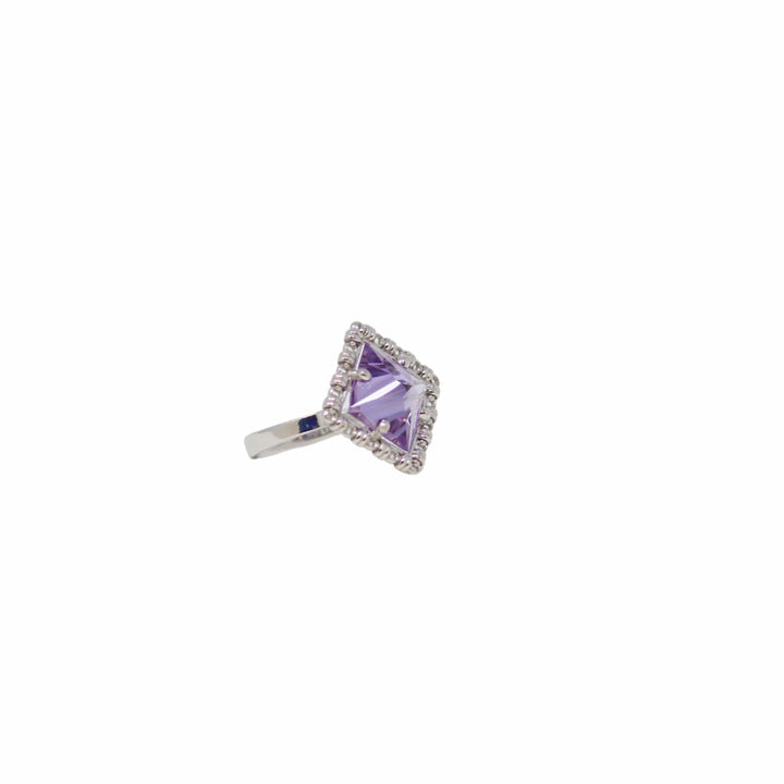 Anello Quadra in Rodio con Ametista, Piccolo