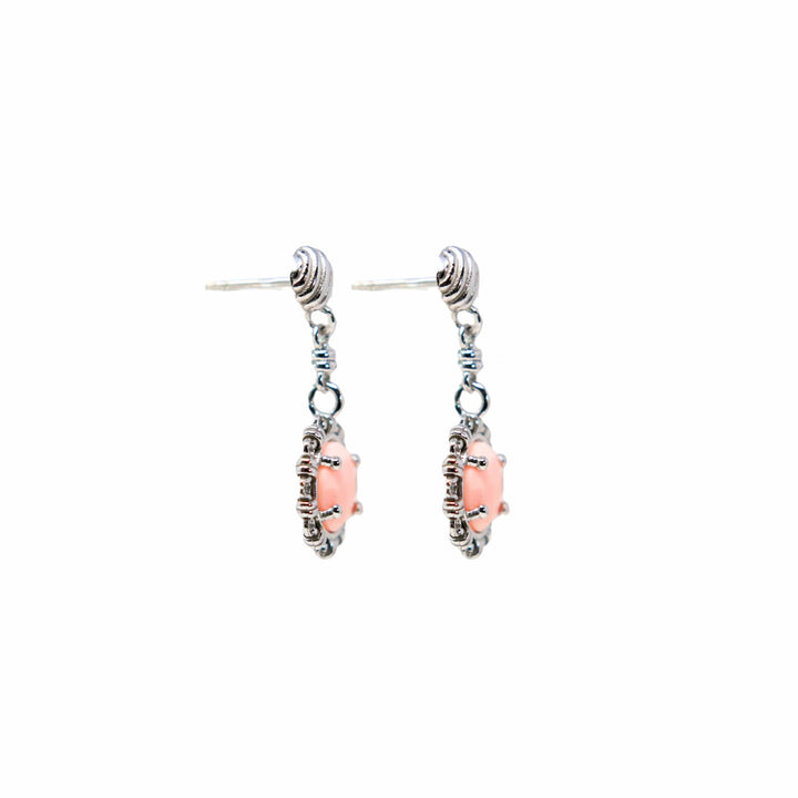 Orecchini Gemma in Rodio con Corallo Rosa