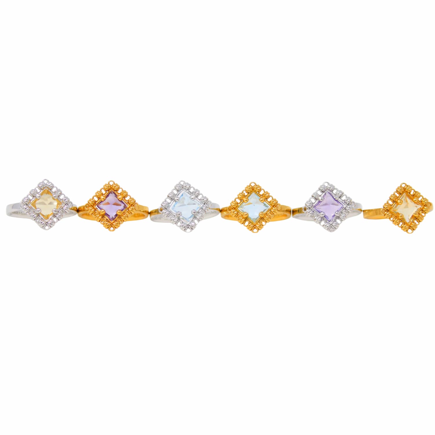 Anello Quadra in Oro con Citrino, Piccolo