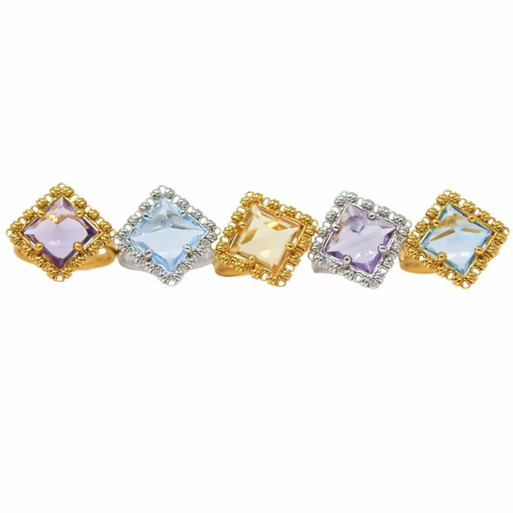 Anello Quadra in Oro con Ametista