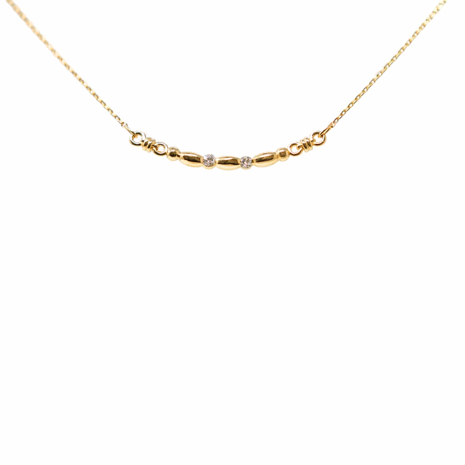 Collana Whisper Mezza Luna in Oro Giallo con Punti Luce di Diamanti