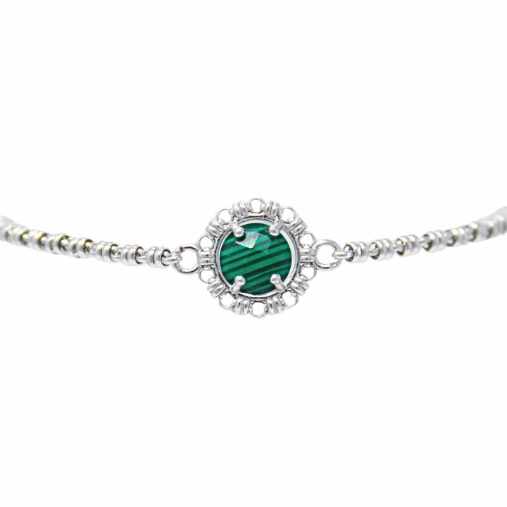 Bracciale Gemma in Rodio con Malachite