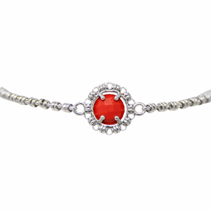 Bracciale Gemma in Rodio con Corallo