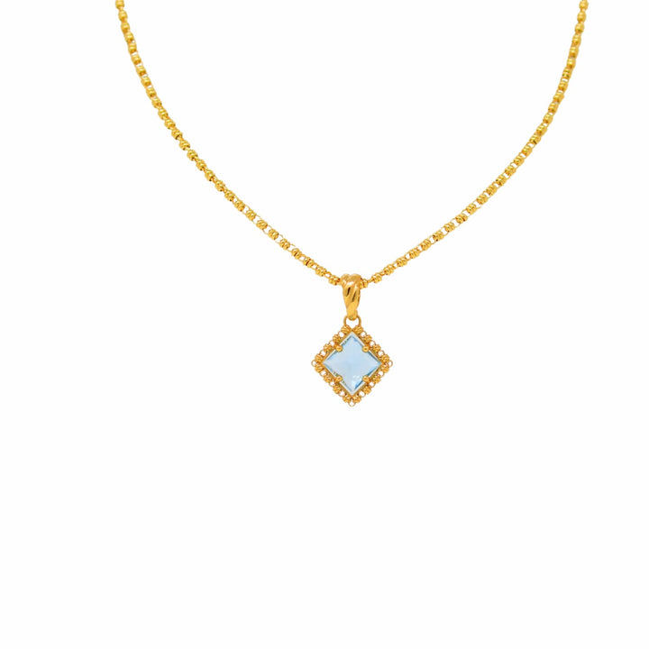 Pendente Quadra in Oro con Topazio Azzurro