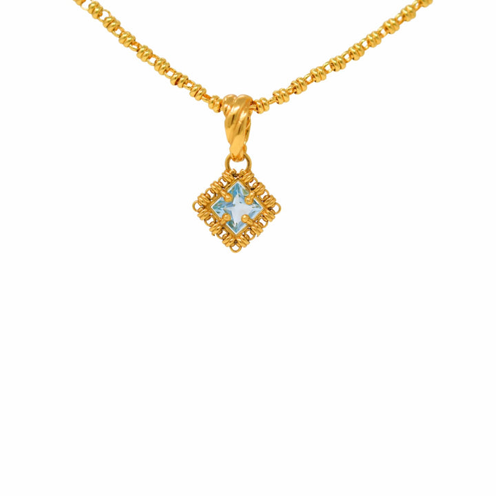 Pendente Quadra in Oro con Topazio Azzurro, Piccolo