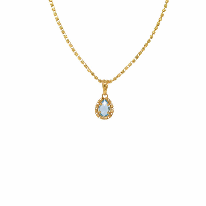 Pendente Goccia in Oro con Topazio Azzurro, Piccolo