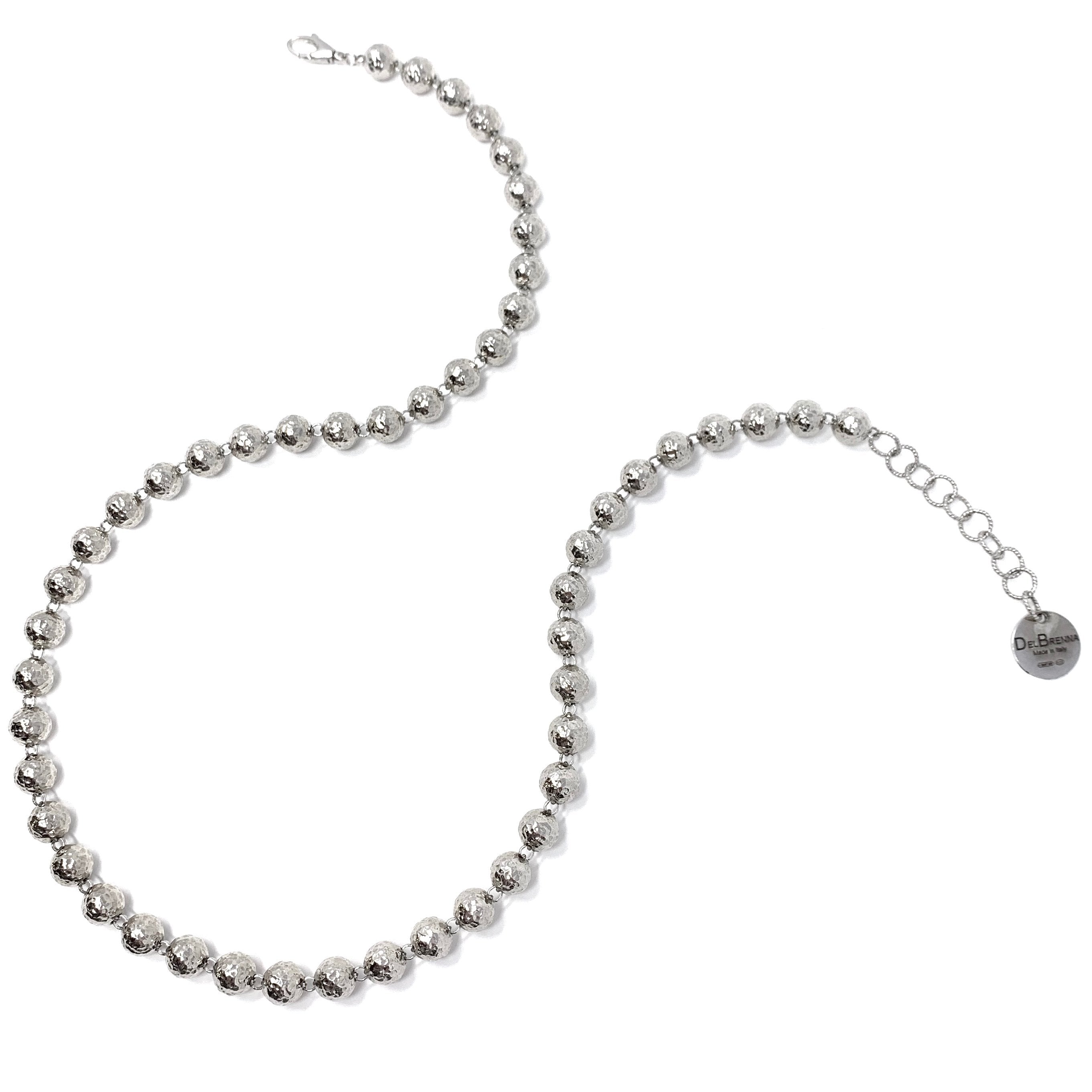 Collana Sfere Martellate 8mm in Rodio