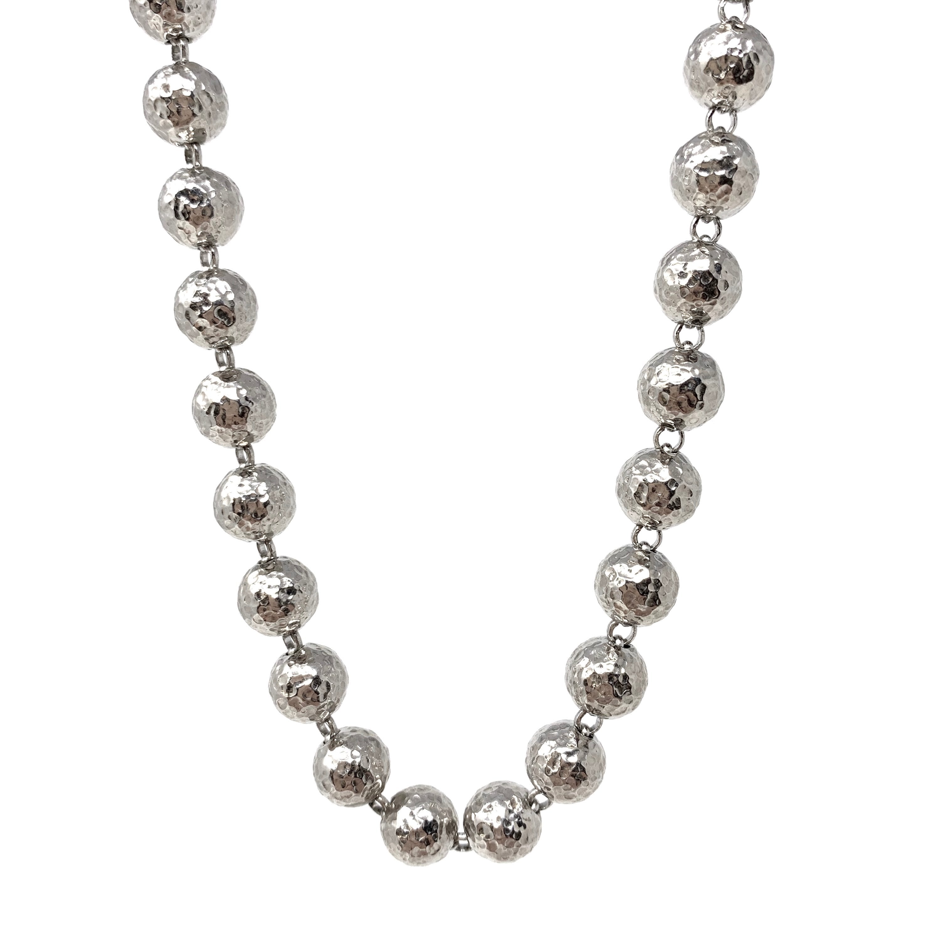 Collana Sfere Martellate 8mm in Rodio