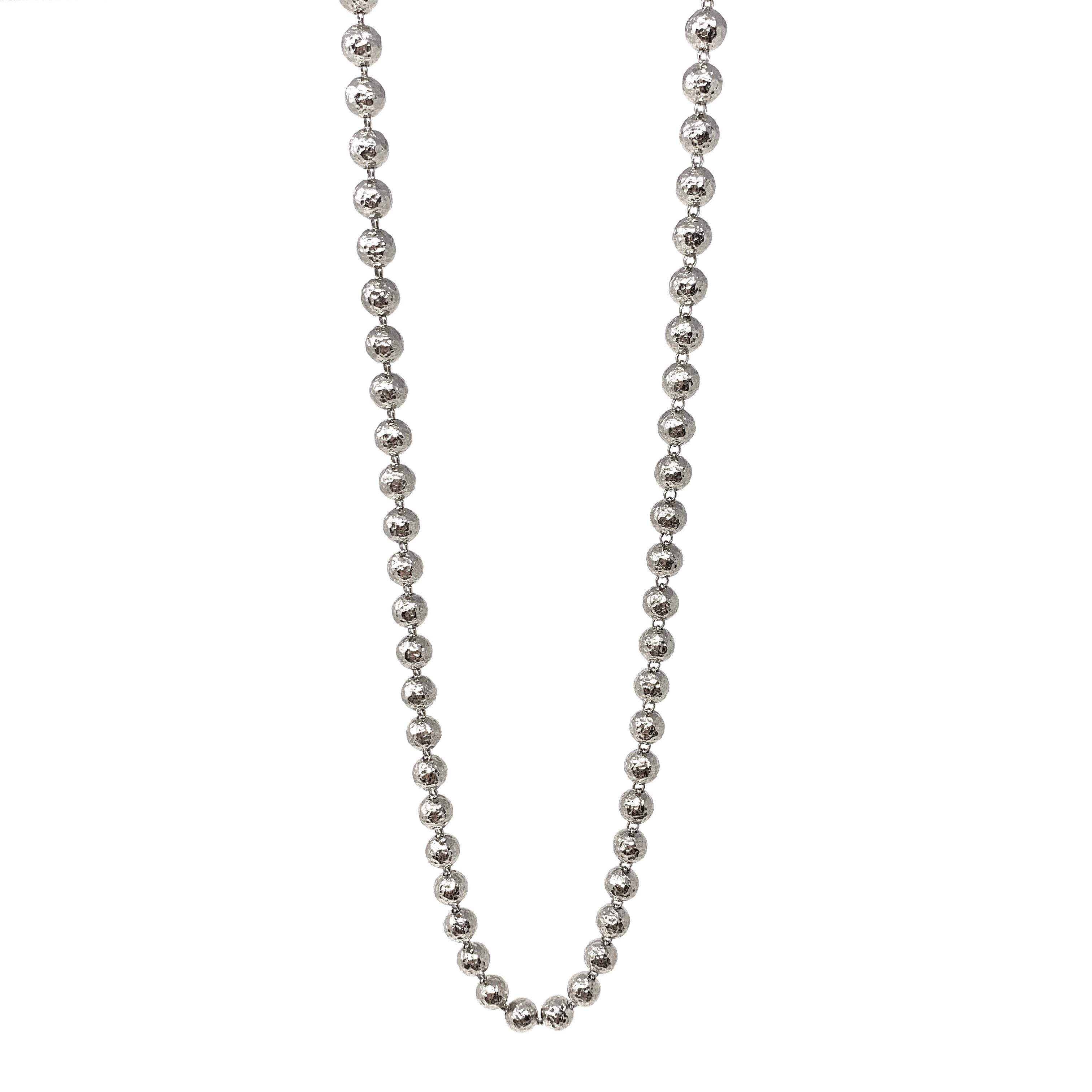 Collana Sfere Martellate 8mm in Rodio