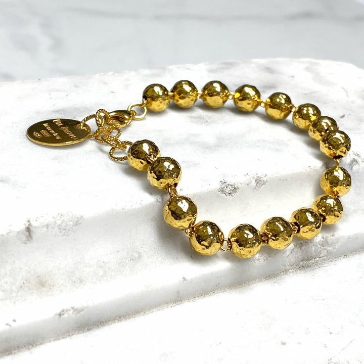 Bracciale Sfere Martellate 8mm in Oro