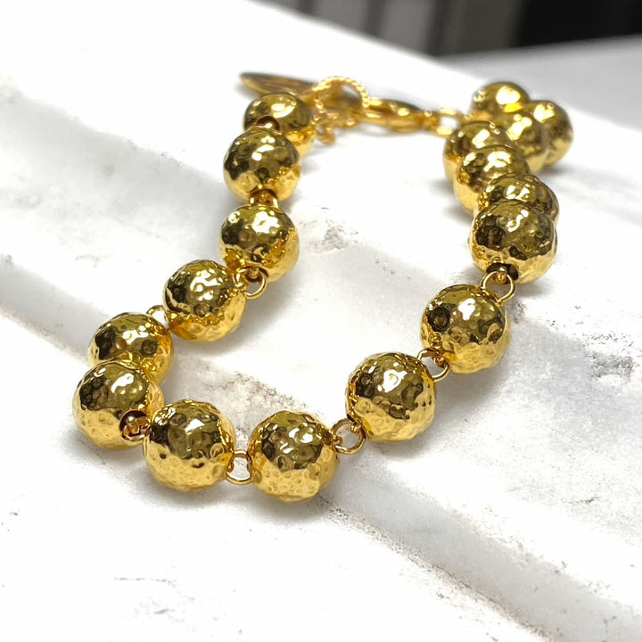 Bracciale Sfere Martellate 8mm in Oro