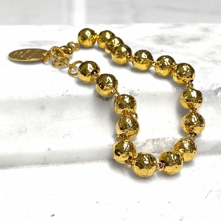 Bracciale Sfere Martellate 8mm in Oro